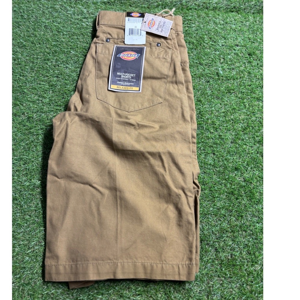 Dickies Mens Relaxed Fit Multi Pocket Work Shorts Khaki Size 30